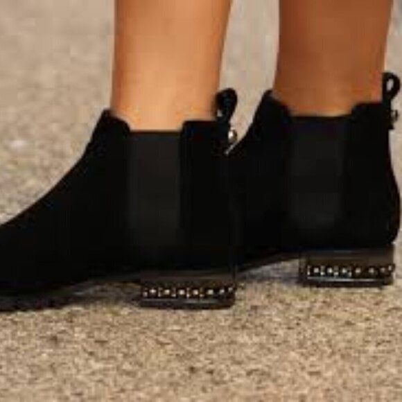 KARL LAGERFELD PARIS | Saxe Ball Stud Suede Chelsea Boots Size 6.5 - Picture 1 of 11